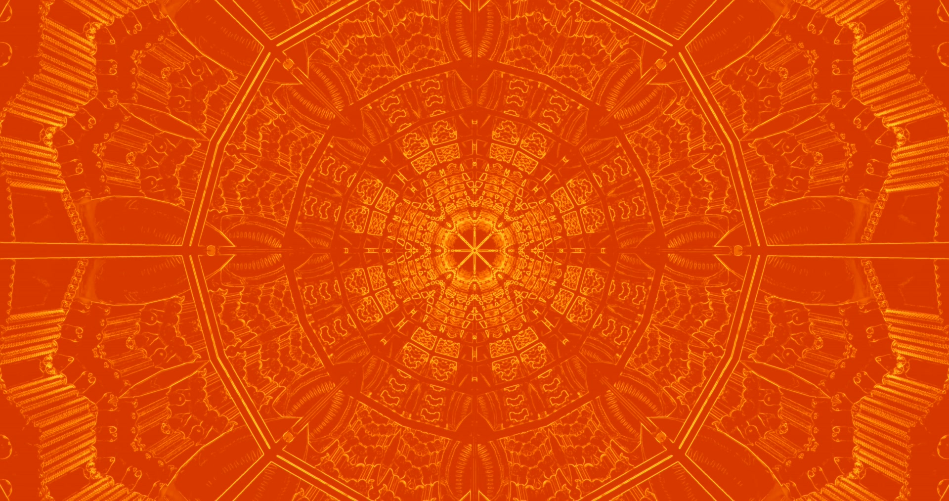 Machungwa Tuneli ya Neon Mandala Screensaver 4K UHD 60fps VJ Loop