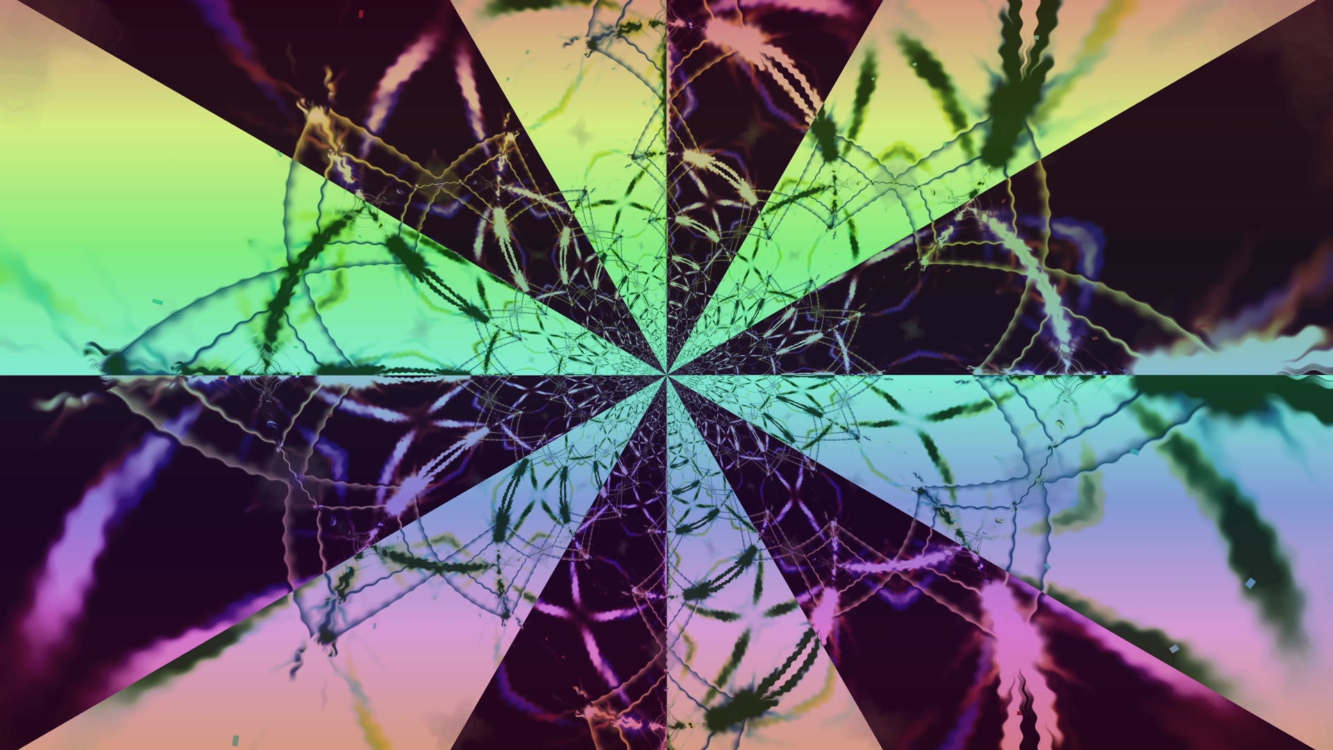 Tunnel ya Neon Cannabis Kaleidoscope VJLoops 4K UHD 60fps Screensaver