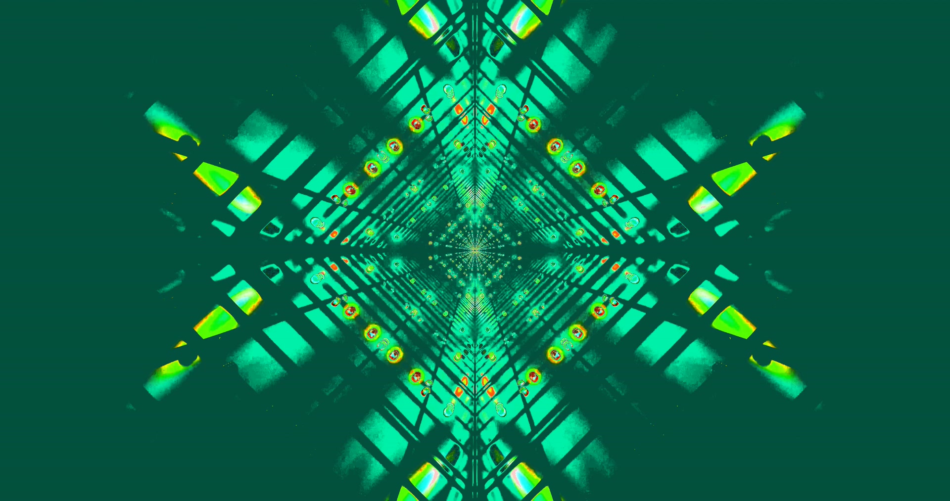 Tuneli ya Neon Kijani Kaleidoscope Screensaver 4K UHD 60fps VJLoops