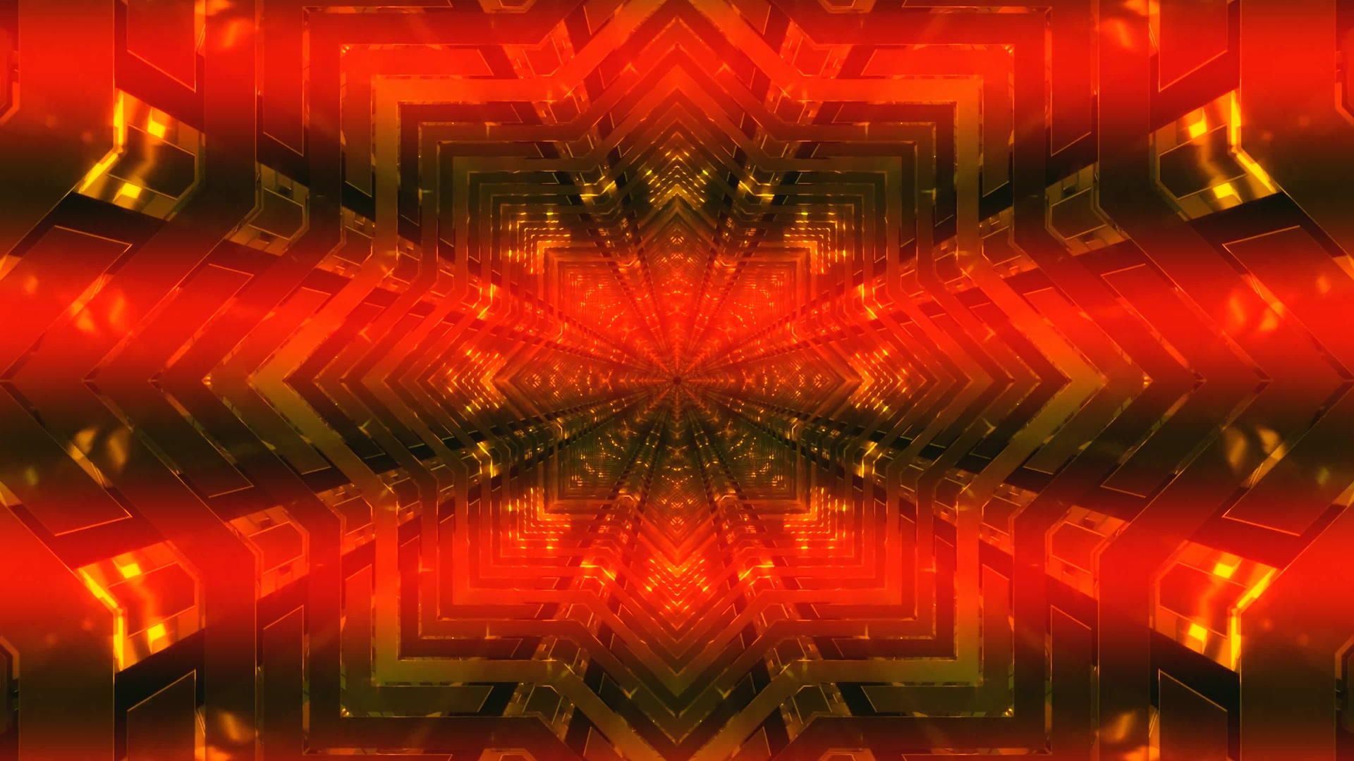 Red Gold Neon Tunnel Kaleidoscope screensaver 4K UHD 60fps VJ Loop
