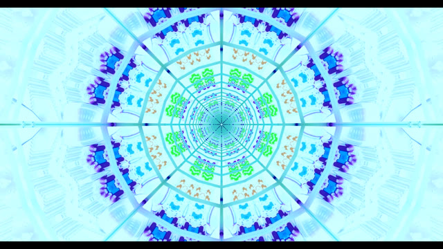 Kaleidoskopu ya Buluu Kijani ya Dhana VJLoops - Mandhari ya Mwendo wa Mandala Kizuri