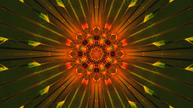 Mandharinyuma ya Mchoro wa Kaleidoscope Mandala ya Orange Green VJ Loop - Abstract Radial