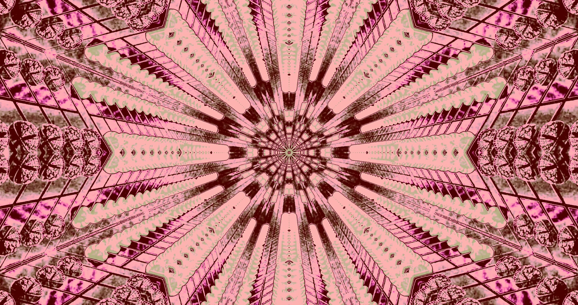 Kaleidoscope Pink Tunnel ya Neon 4K UHD 60fps screensaver pc VJLoops