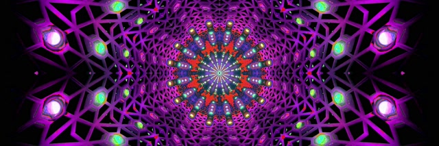 Neon Tunnel Red Kaleidoscope Mandala VJ Loop 3:1 Triple Wide 60fps Screensaver