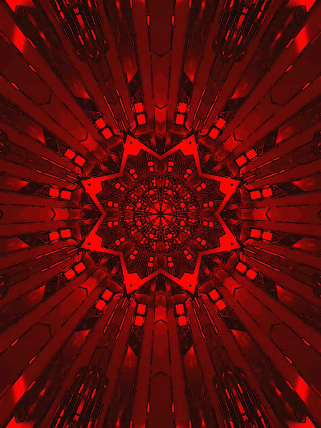 Tunnel ya Neon Nyekundu Nyota Mandala Hifadhi ya Skrini 3:4 iPad Picha 60fps VJ Loop