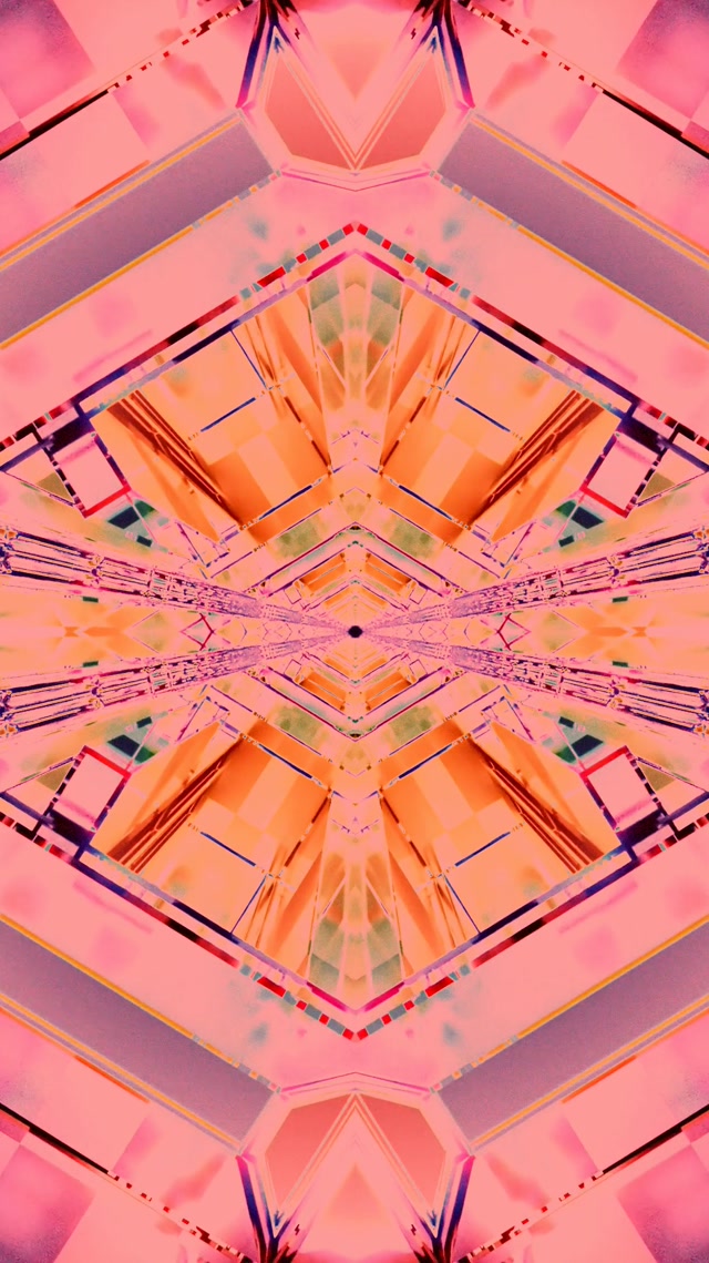 Neon Tunnel Waridi Machungwa Diamond Kaleidoscope VJ Loop 9:16 Reels 60fps Screensaver