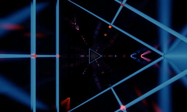 Neon Tunnel Triangular Vortex 5:3 Wide 60fps VJ Loop Screensaver