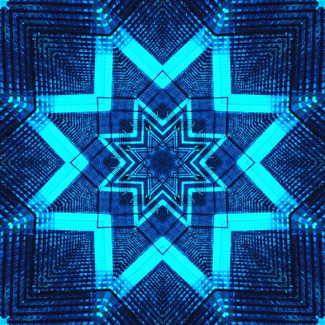Bluu tunnel ya neon nyota kaleidoscope skrinseva windows 11 VJLoops 1:1 mraba 60fps