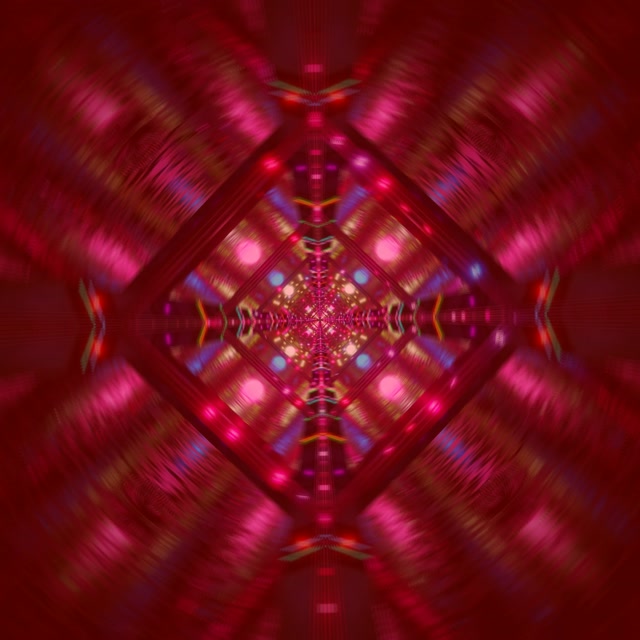 Njia ya Neon Almasi Nyekundu Kaleidoscope Vj Loop 1:1 Mraba 60fps Screensaver
