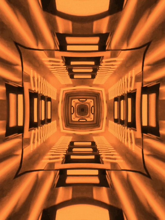 Neon Tunnel Kaleidoscope ya Machungwa VJ Loop 3:4 iPad Portrait 60fps Screensaver