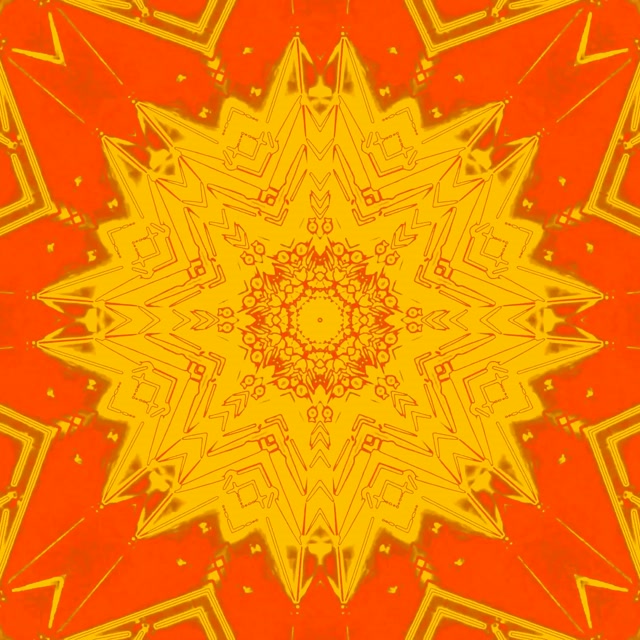 Tunnel ya Neon Kaleidoscope Star Mlipuko Kijani Orange VJLoops 1:1 Mraba 60fps Hifadhi ya Skrini