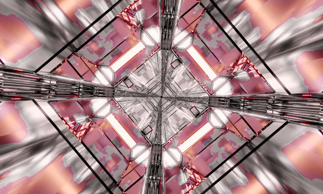 Neon Tunnel Red Chrome Diamond Vj Loop 5:3 Wide 60fps Screensaver
