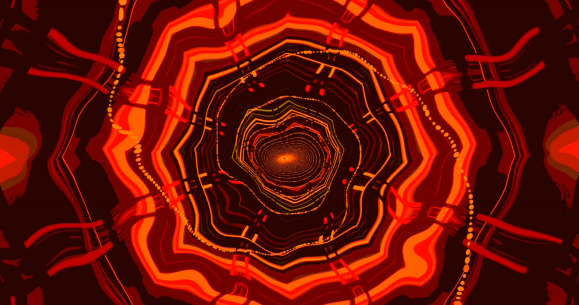 4K UHD 60fps skrinseva tunnel ya neon nyekundu machungwa spiral VJLoops windows 11 laptop