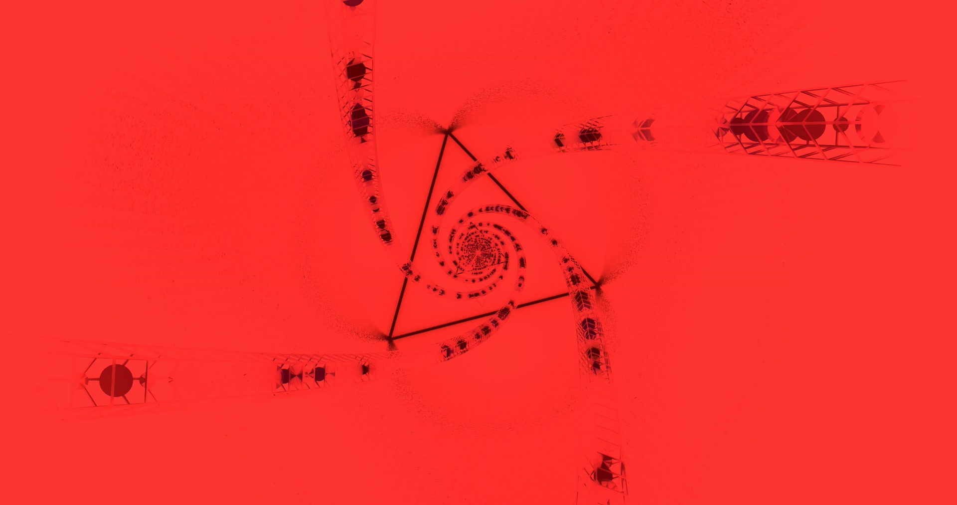 Tunnel ya Neon Nyekundu Triangle Spiral Hifadhi ya Skrini 4K UHD 60fps VJLoops