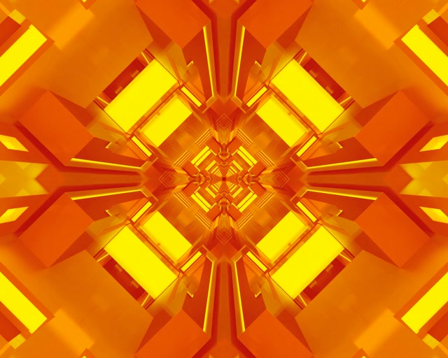 Tuneli la Neon Machungwa Dhahabu Diamond Kaleidoscope Vj Loop 5:4 Industrial 60fps Screensaver