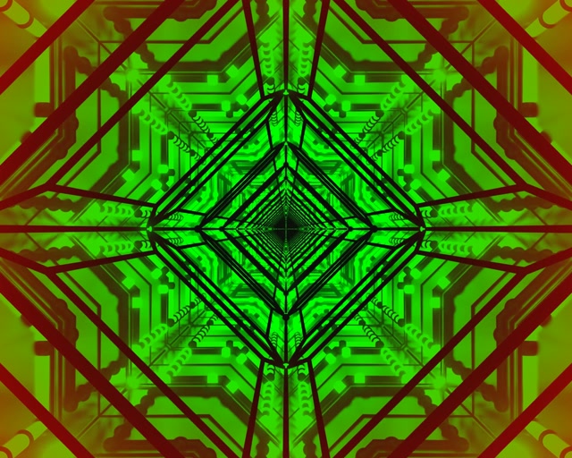 Tunnel ya Neon Kijani Nyekundu Hifadhi ya Skrini 5:4 viwandani 60fps VJ Loop