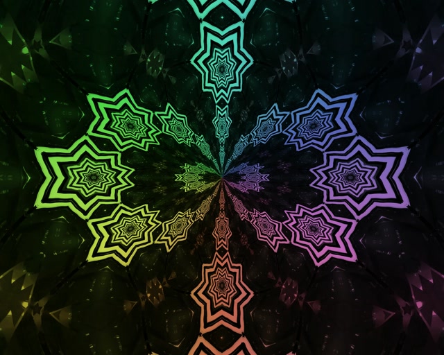 Tuneli ya Neon Rainbow Nyota Kaleidoscope Vj Loop 5:4 industrial 60fps Hifadhi-skrini