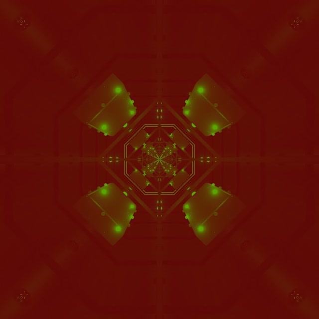 Tuneli ya Neon Nyekundu Kijani Fractal Kaleidoscope VJLoops 1:1 Square 60fps Screensaver