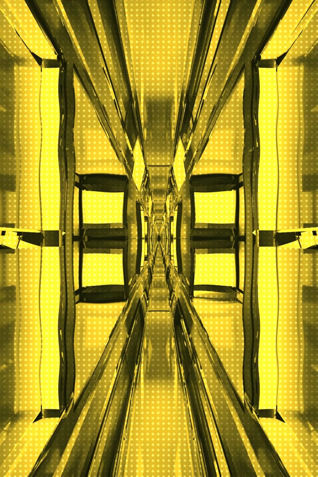 Yellow Neon Tunnel VJ Loop 9:16 60fps Screensaver Geometric Symmetry