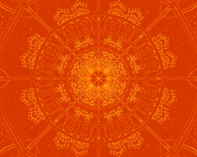 Tuneli ya Neon Machungwa Mandala Vortex VJ Loop 5:4 Viwandani 60fps Screensaver