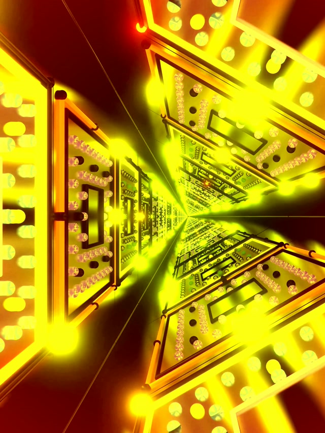 Tunnel ya Neon Njano Circuit Board VJLoops 3:4 iPad Portrait 60fps Screensaver