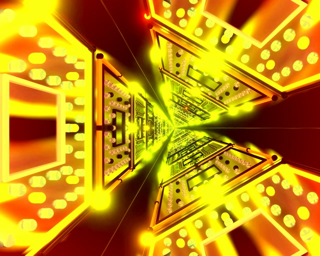 VJLoops Tunnel ya Neon Njano Circuit Board Glow 5:4 industrial 60fps Screensaver