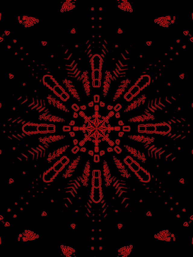 Tunnel ya Neon Nyekundu Fractal Kaleidoscope VJLoops 3:4 iPad Portrait 60fps Screensaver