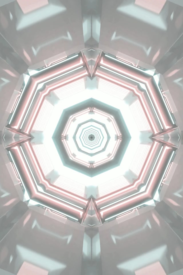 Tuneli ya Neon Octagon Vortex VJ Loop 2:3 Photo Portrait 60fps Hifadhi Skrini