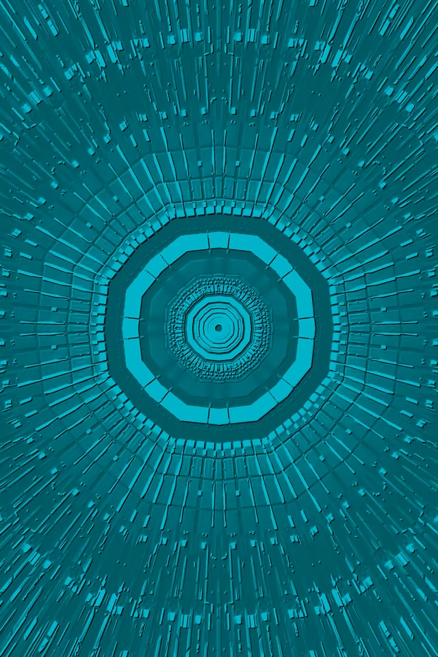 Tunnel ya Neon Teal Octagon VJLoops 2:3 Photo Portrait 60fps Screensaver