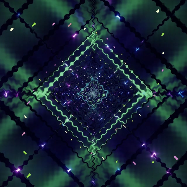 Neon Tunnel Vortex ya Almasi za Kijani VJ Loop 1:1 Square 60fps Screensaver