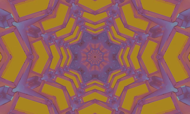 Tunnel ya Neon Kaleidoscope Purple Dhahabu 5:3 wide 60fps Hifadhi ya Skrini VJLoops