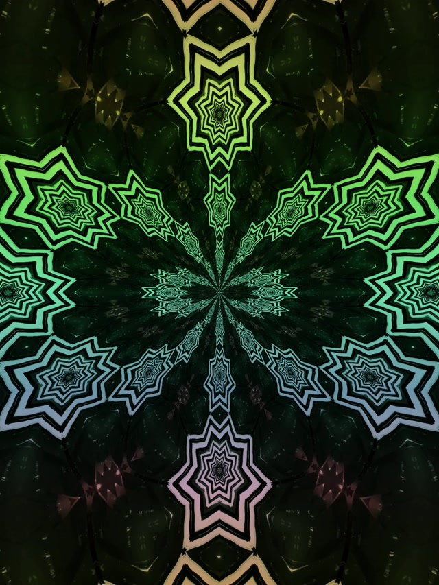 Tunnel ya Neon Nyota Mandala ya Fractal VJLoops 3:4 iPad Portrait 60fps Screensaver