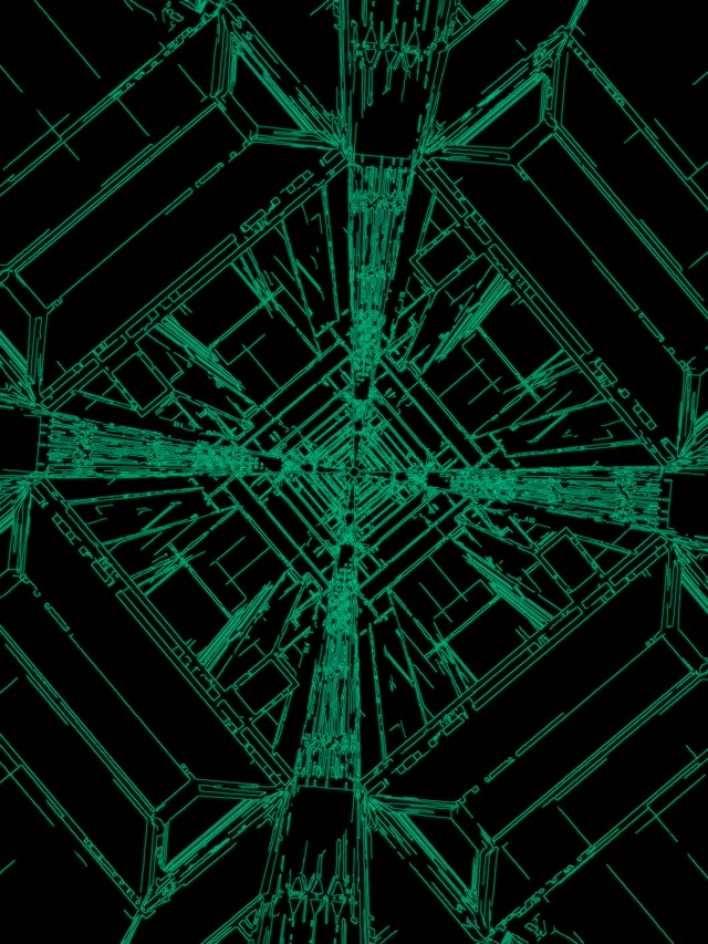 Neon Tunnel Kijani Grid Vortex VJLoops 60fps 3:4 iPad Portrait Screensaver