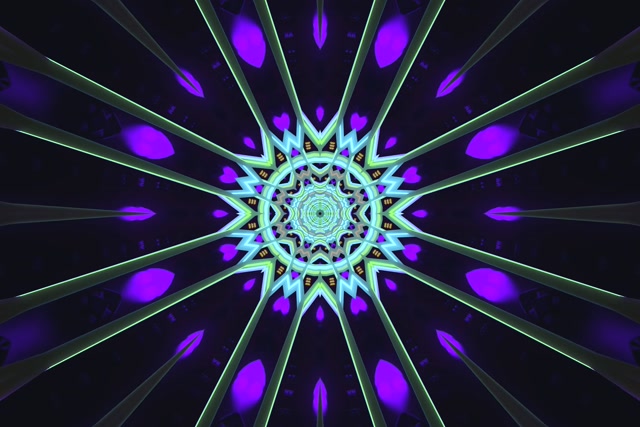 Tunnel ya Neon ya Zambarau Star Mandala 3:2 surface 60fps Screensaver VJLoops
