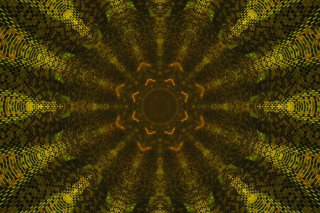 Neon Tunnel Gold Kaleidoscope VJLoops 3:2 Surface 60fps Hifadhi ya Skrini