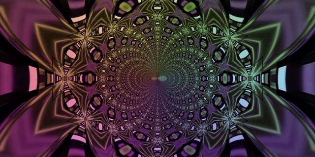 Neon Tunnel Fractal Kaleidoscope VJ Loop 2:1 Univisium 60fps Hifadhi Skrini