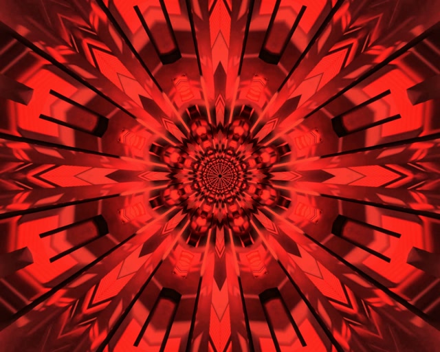 Red Fractal Kaleidoscope Neon Tunnel 5:4 industrial 60fps Screensaver Vj loop
