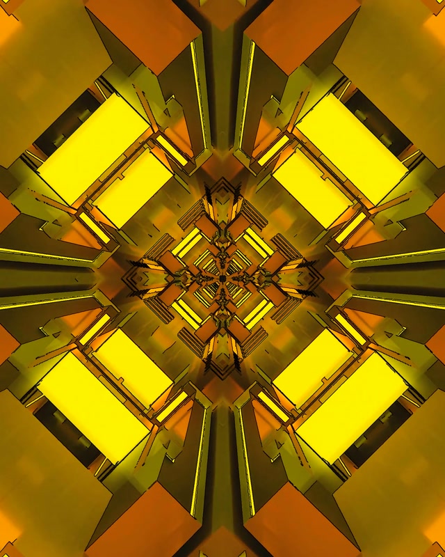 อุโมงค์นีออนสีทอง Kaleidoscope Screensaver 60fps 4:5 Instagram Vj Loop