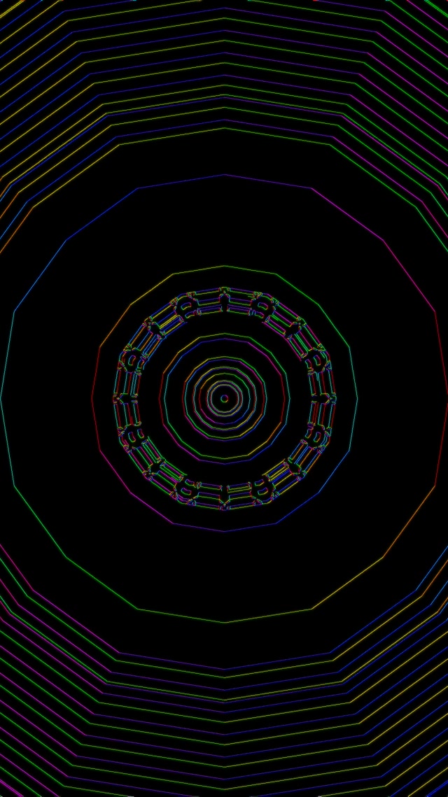 Neon Tunnel Rainbow Decagon Vortex 60fps 9:16 Reels Screensaver VJ Loop