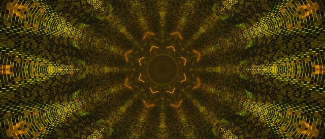 Golden Fractal Kaleidoscope Neon Tunnel Vj Loop 21:9 Ultrawide 60fps Screensaver