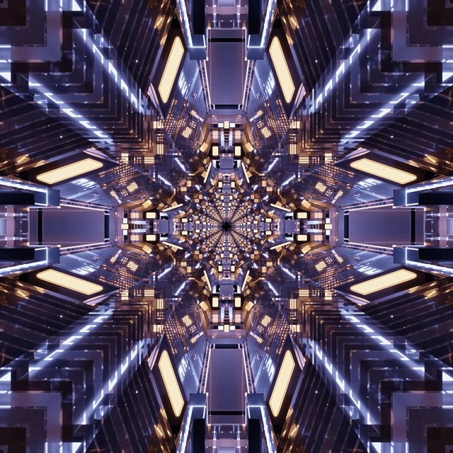 VJLoops อุโมงค์นีออน Kaleidoscope Fractal ระเบิด 1:1 Square 60fps Screensaver