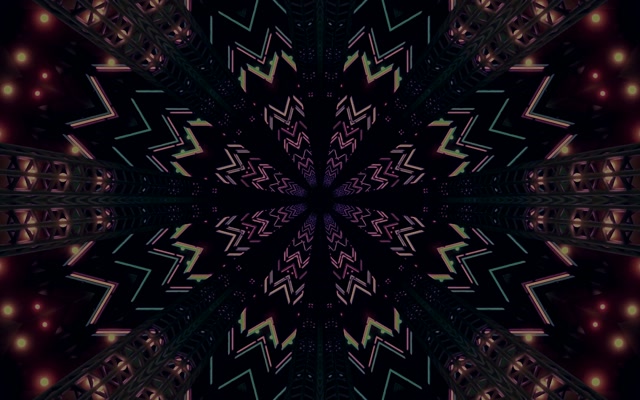Neon Tunnel Kaleidoscope Zigzag Burst VJ Loop 60fps 16:10 MacBook ตัวรักษาหน้าจอ