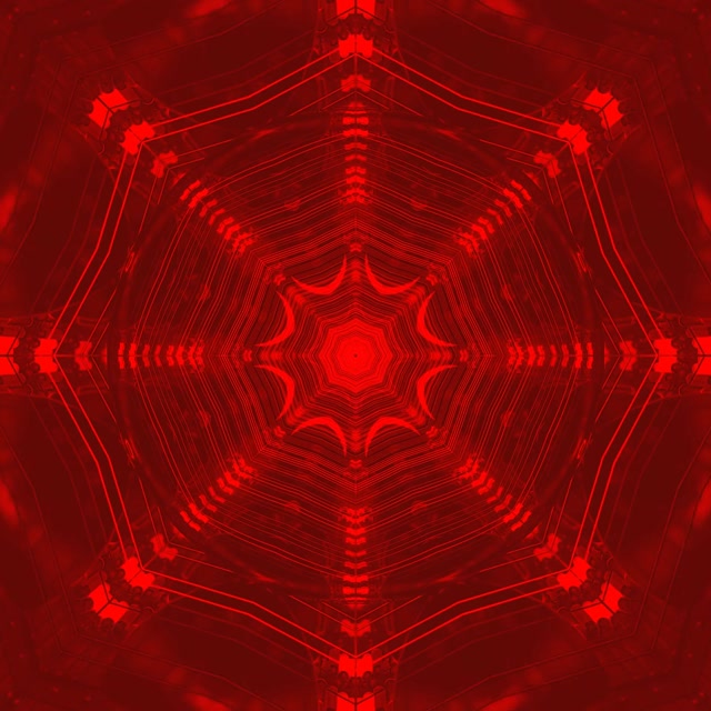 อุโมงค์นีออน คาลิโดสโคปสีแดง VJ Loop 1:1 Square 60fps Screensaver