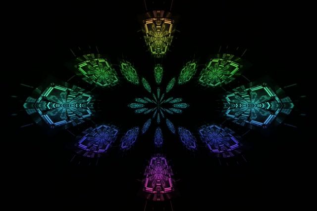 Neon Tunnel Kaleidoscope Bloom VJ Loop 3:2 พื้นผิว 60fps ตัวรักษาหน้าจอ