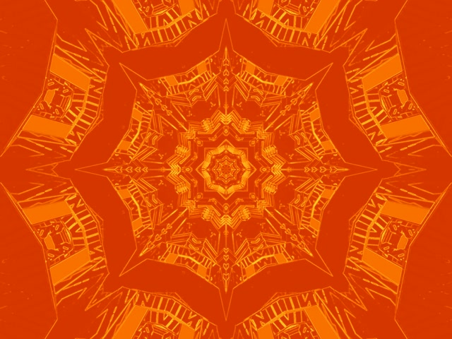Vj loop Fractal Kaleidoscope ส้มเพลิง อุโมงค์นีออน 4:3 classic 60fps Screensaver