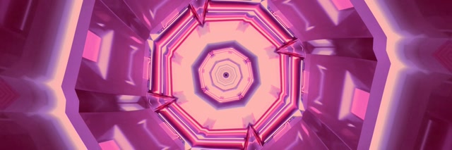 Neon Tunnel Pink Octagon Vortex VJ Loop 3:1 Triple Wide 60fps Screensaver