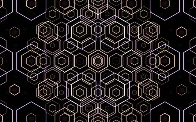 16:10 MacBook | 60fps Neon Hexagon Screensaver VJ Loop | 3D Gold
