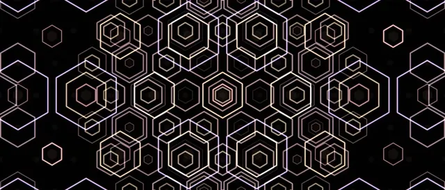 21:9 Ultrawide | 60fps Neon Hexagon Screensaver VJ Loop | Gold Geometric