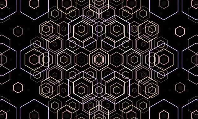 5:3 Wide | 60fps Hexagon Screensaver VJ Animation | Glowing Gold Black