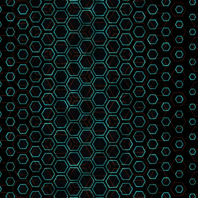 1:1 Square | 60fps Cyan Hexagon Screensaver | Motion Background Neon Grid
